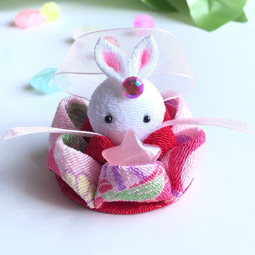 ちりめん創作人形 うさぎのぶす姫 福々兎② 立ちうさぎ2体送料込み