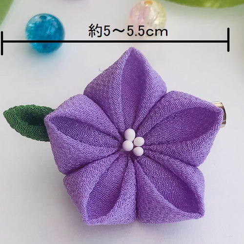桔梗 薄紫 ききょう 季節のお花 2wayクリップ つまみ細工 髪飾り 帯 