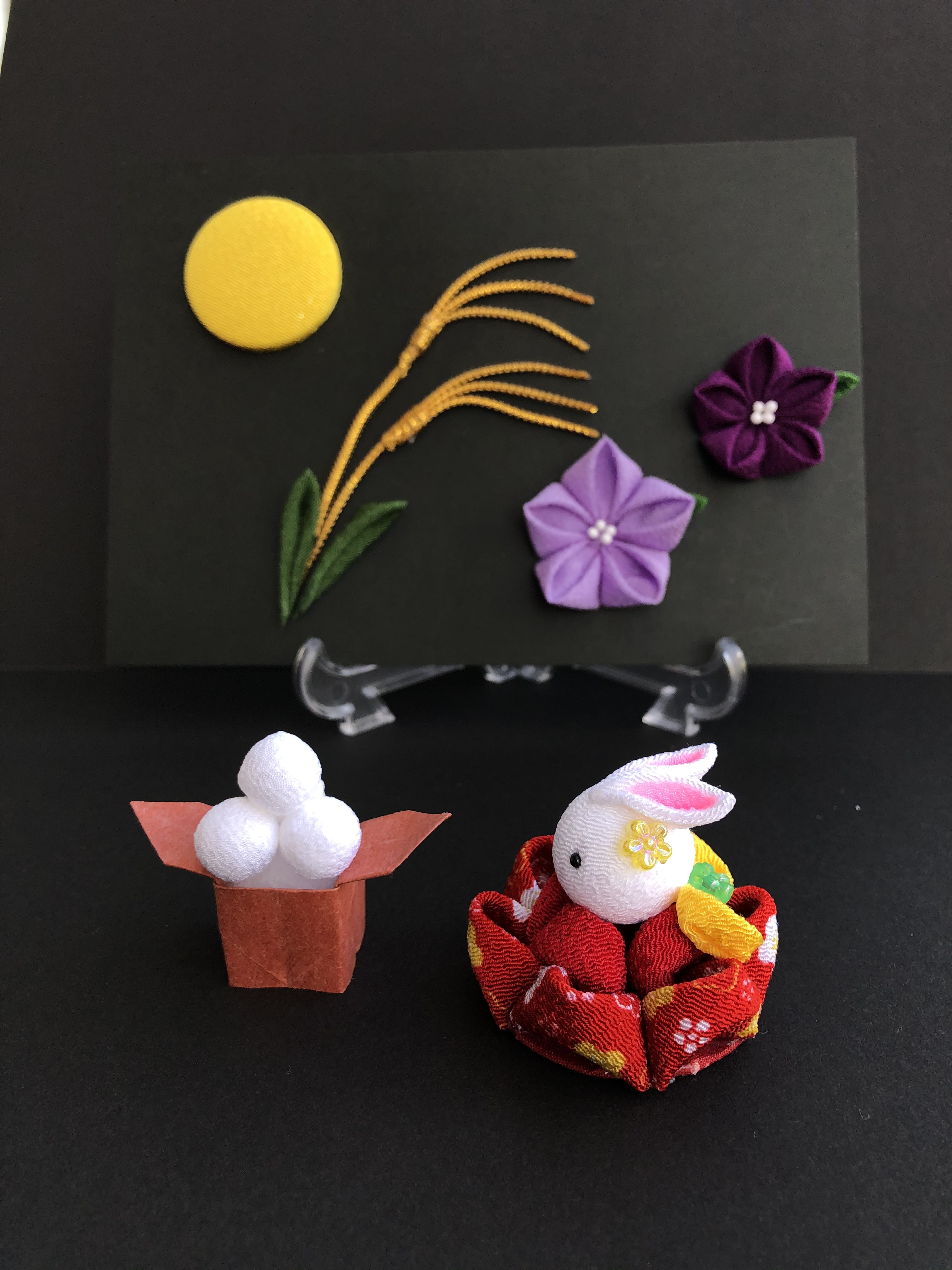 月見 うさぎ 十五夜 すすき ススキ 桔梗 ききょう 秋 ちりめん