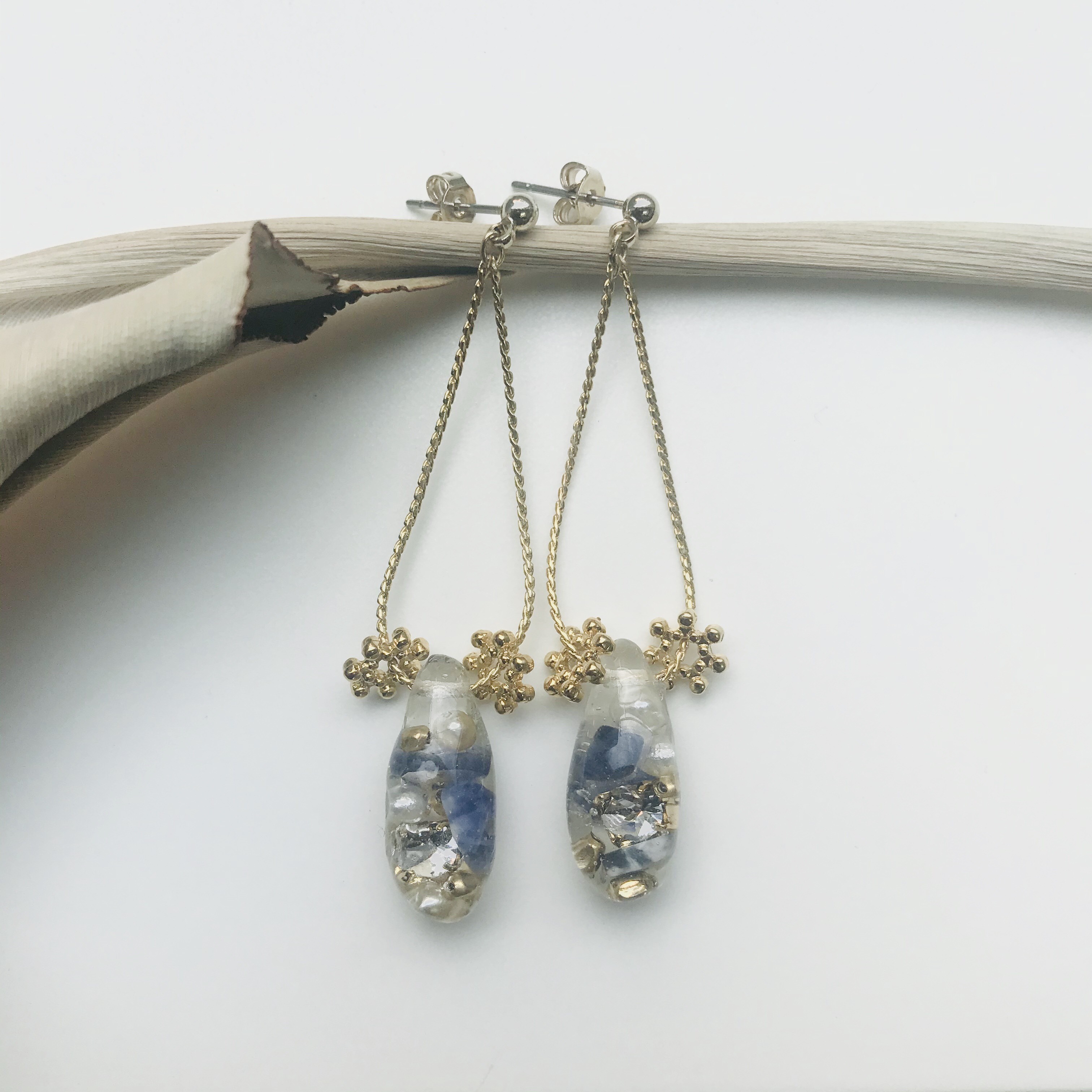 【受注生産】blue stone drop chain pierce
