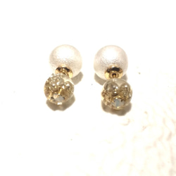 【受注生産】silver beads 2way pearl pierced 1枚目の画像