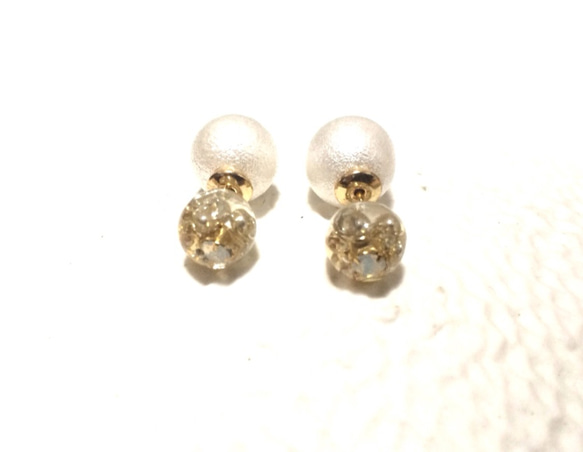 【受注生産】silver beads 2way pearl pierced 1枚目の画像