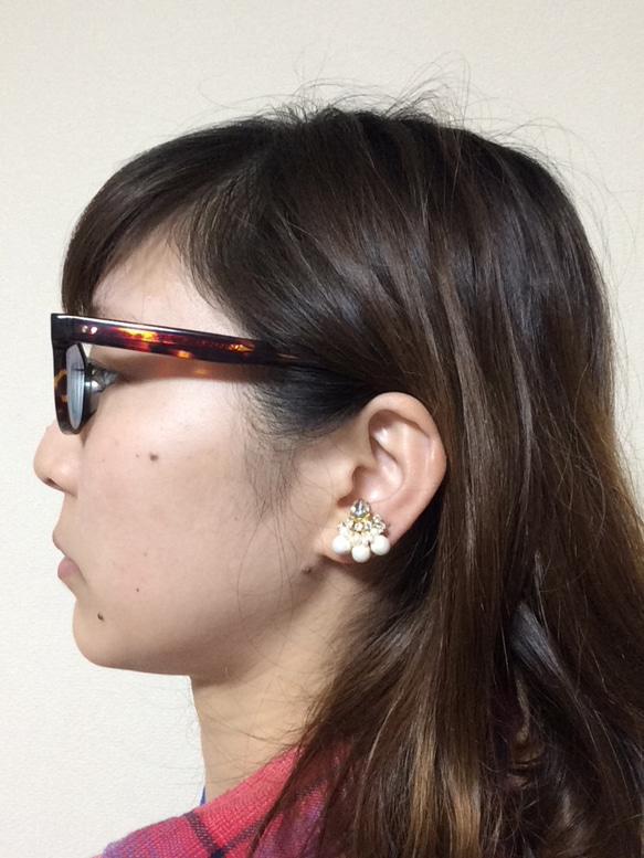 【受注生産】triangle pearl  earing 5枚目の画像