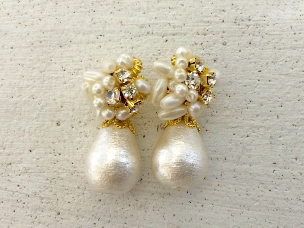【受注生産】flower  drop pearl pierce