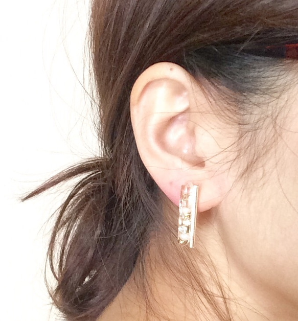 【受注生産】natural stone bar pierce 5枚目の画像