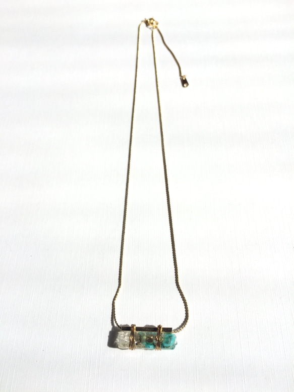 【受注生産】natural stone bar necklace turquoise 3枚目の画像