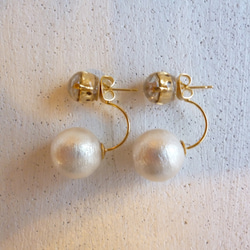 stone × cotton pearl pierce 2枚目の画像