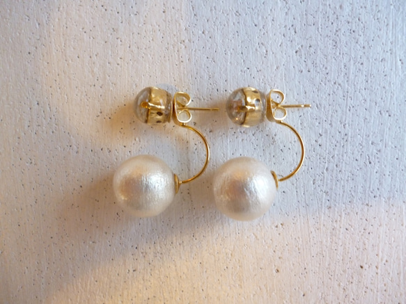 stone × cotton pearl pierce 2枚目の画像