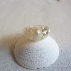 【受注生産】cotton pearl crystal ring 1枚目の画像