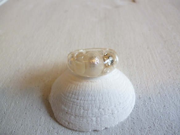 【受注生産】cotton pearl crystal ring 1枚目の画像