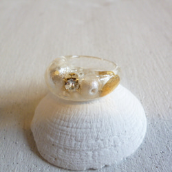 【受注生産】cotton pearl crystal ring 2枚目の画像