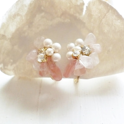 【受注生産】peach stone earring&pierce 1枚目の画像