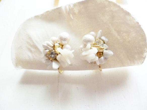 【受注生産】coral pearl earring&pierce 1枚目の画像