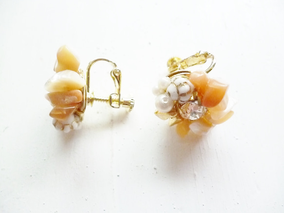 【受注生産】orange stone earring&pierce 3枚目の画像