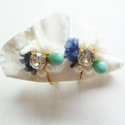 【受注生産】blue  white coral earring＆pirced 1枚目の画像