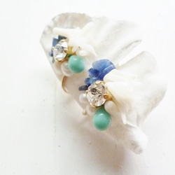 【受注生産】blue  white coral earring＆pirced 2枚目の画像