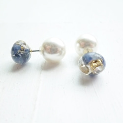 【受注生産】2way navy pearl pierce 2枚目の画像