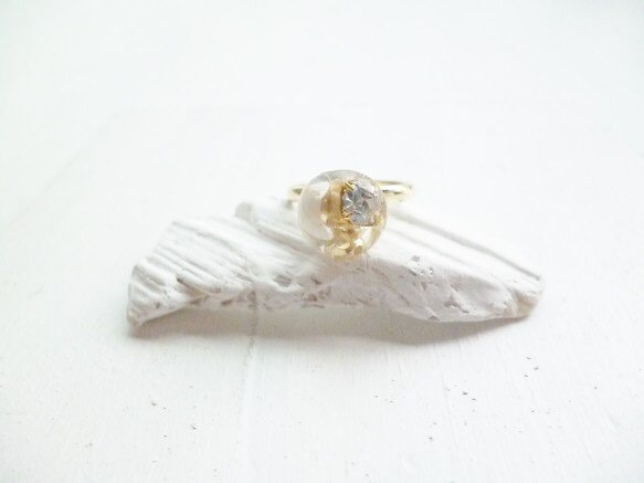 【受注生産】crystal gold pinkie ring 1枚目の画像