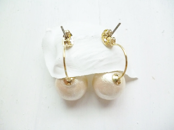 【受注生産】cotton pearl & crystal pierce 3枚目の画像