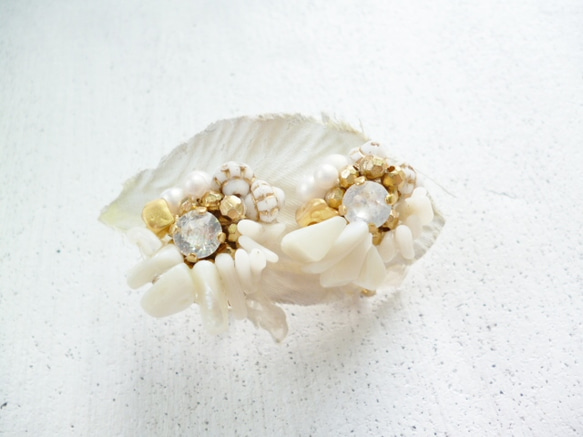 【受注生産】coral crystal Pierce＆earring 1枚目の画像