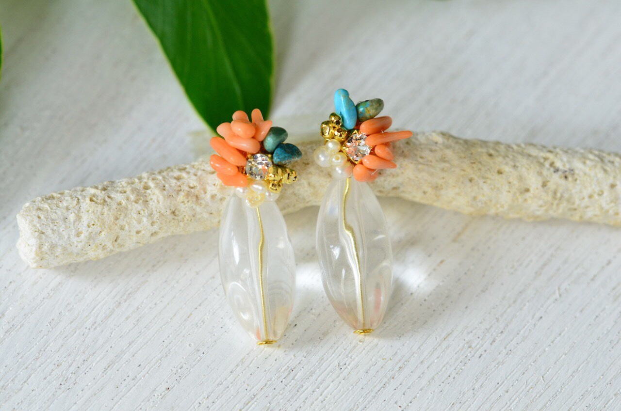 coral turquoise pierce