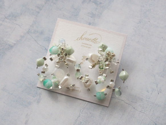 bouquet ピアス/イヤリング（silver×green) 1枚目の画像