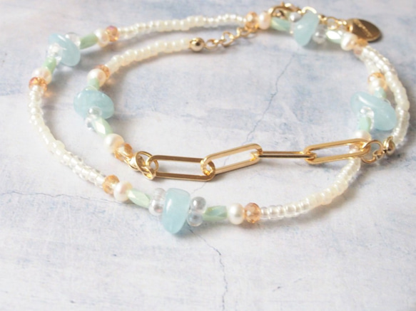 glass beads necklace(blue) 1枚目の画像