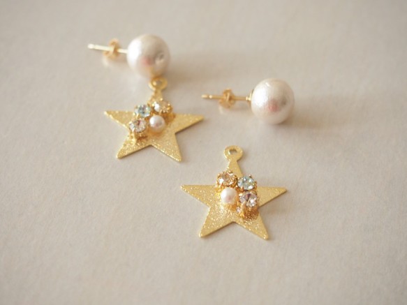 【14kgf】cotton pearl star pierce 2枚目の画像