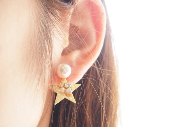 【14kgf】cotton pearl star pierce 3枚目の画像