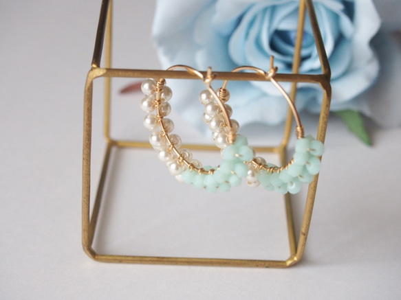 hoop earing/pierce (mint) 第2張的照片