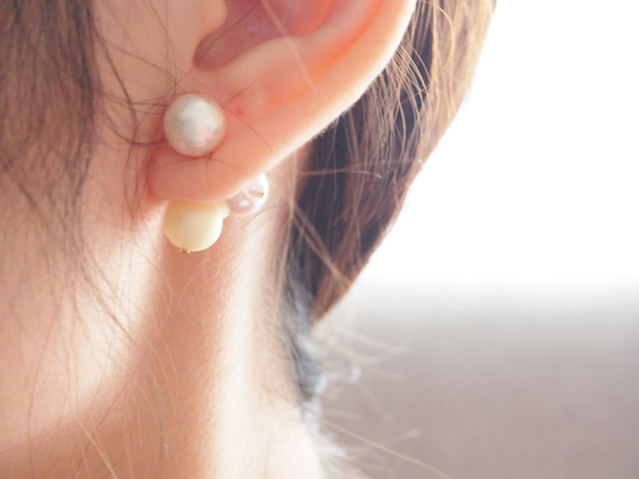 【14kgf】一粒棉花珍珠耳環（spring） 第2張的照片