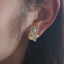 【14kgf】flower bijou pierce (red) 2枚目の画像