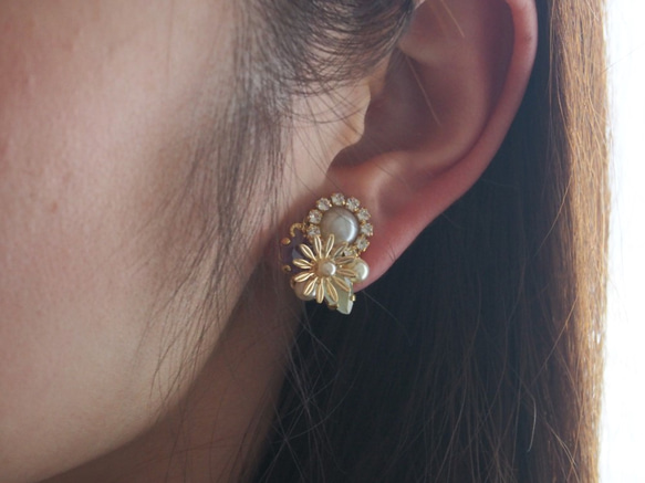 【14kgf】flower bijou pierce (red) 2枚目の画像