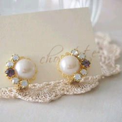 珍珠珠寶夾式耳環/耳環（復古粉紅） 第2張的照片