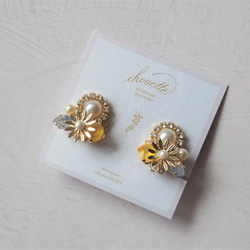 【14kgf】flower bijou pierce (yellow) 2枚目の画像