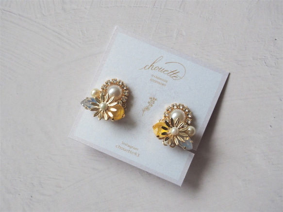 【14kgf】flower bijou pierce (yellow) 2枚目の画像