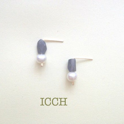 14Kgf/iolite pearl studピアス 1枚目の画像