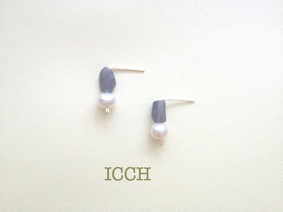 14Kgf/iolite pearl studピアス 1枚目の画像