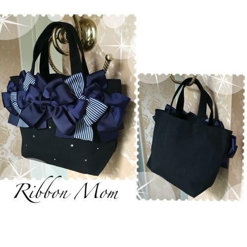 華やか（片面リボン）キラキラスワロフスキー リボンバック リボンマム  