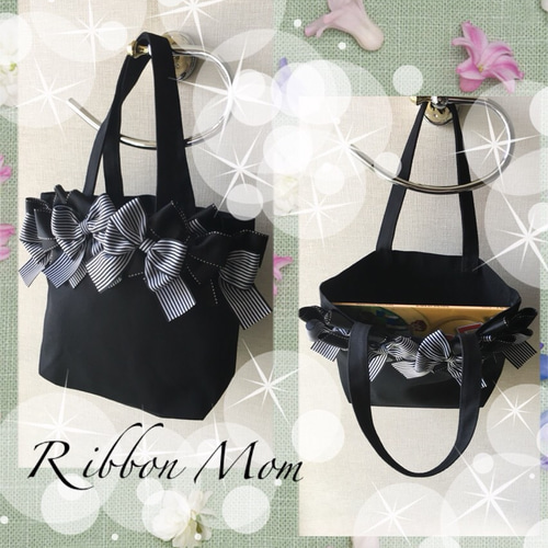 デカい大漁旗リメイクbag⑨人気商品♡美品♡レア♡希少♡リメイク♡現品限り SM少し大きめ 華やか♡ストライプ&ステッチ リボンバック 肩掛け