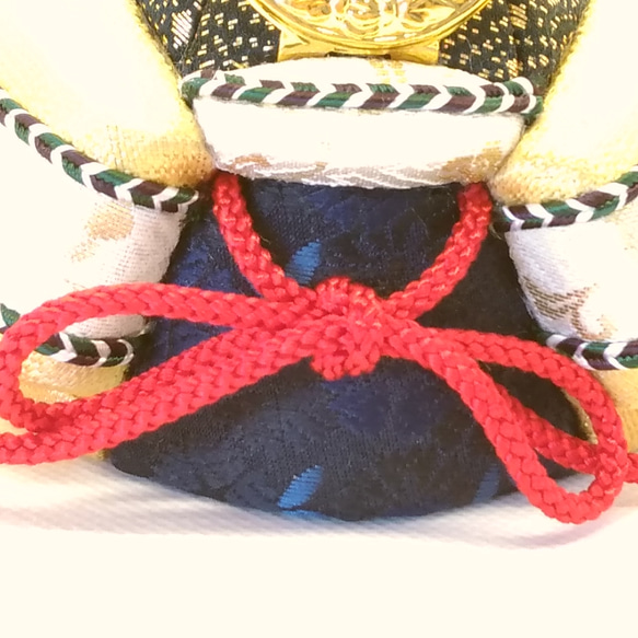 木目込人形　豆かぶと　青×金 6枚目の画像