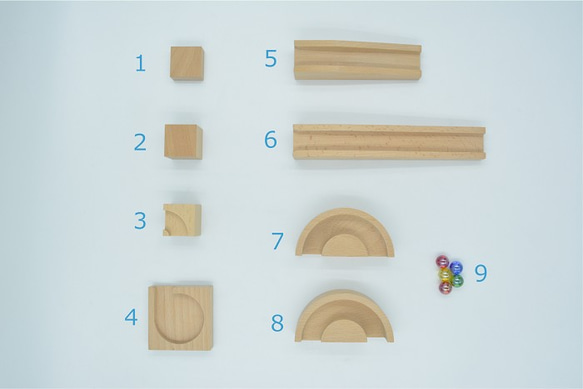 小さな大工さん　ビー玉転がし　積木　国産　木製　日本製　玉の道　品名 コンパクト4　省スペースで遊べるコンパクトシリーズ 4枚目の画像