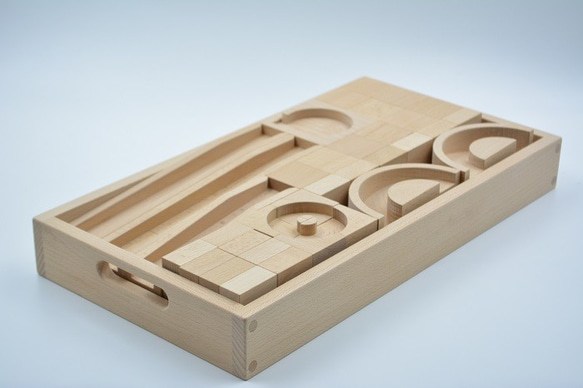 小さな大工さん　ビー玉転がし　積木　国産　木製　日本製　玉の道　品名 コンパクト4　省スペースで遊べるコンパクトシリーズ 5枚目の画像