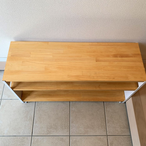 WIDE収納棚2段 ホワイト パイン集成材（玄関収納・靴棚・本棚） 靴箱