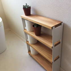 サイズオーダー可】【引取可能】無垢材 トイレ収納棚 目隠し扉2枚付き