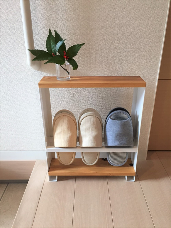 スリッパラック　３足用　ホワイト 1枚目の画像