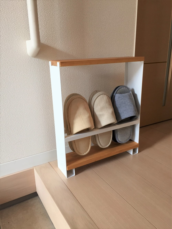 スリッパラック　３足用　ホワイト 2枚目の画像