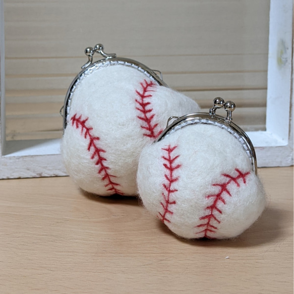 【受注製作】野球⚾ボール　がま口　大きいサイズ 6枚目の画像