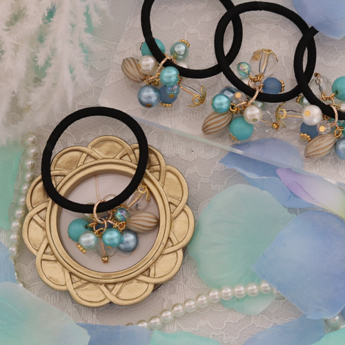 ジャラジャラヘアゴム  パープル/水色 ジャラジャラヘアゴム パープル/水色