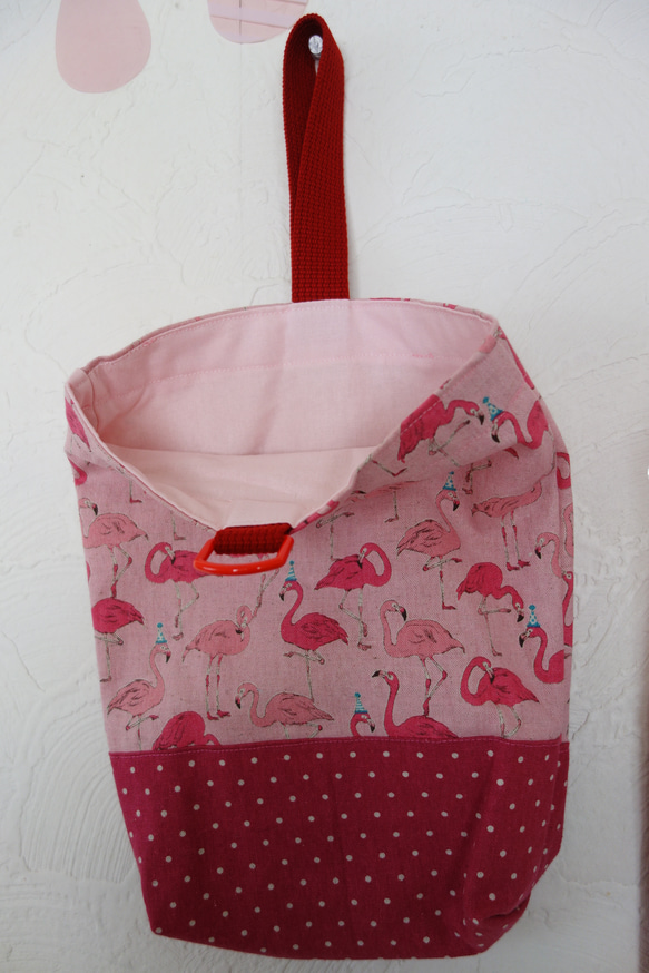 フラミンゴ×ピンク☆レッスンバック&シューズ袋二点セット 3枚目の画像